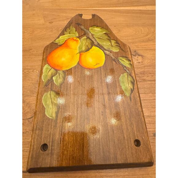 Vintage Wooden plaque with pears and leaves - Picture 1 of 5